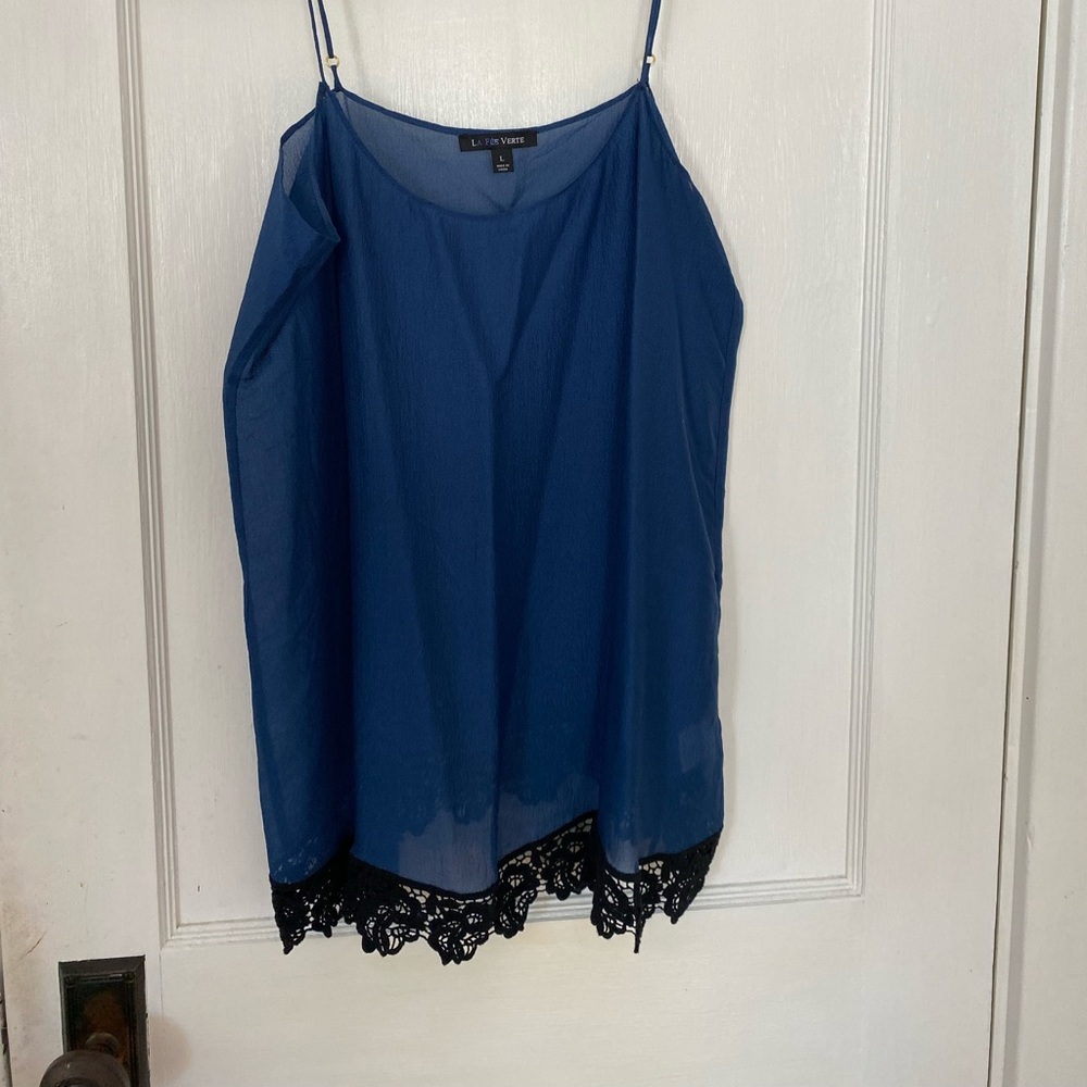 La Fee Verte Blue Silk Camisole